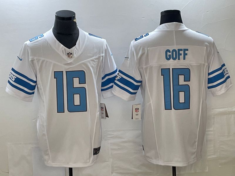 Men Detroit Lions #16 Jared Goff White 2023 Nike Vapor F.U.S.E. Limited NFL Jersey->->NFL Jersey